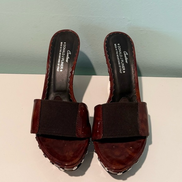 Donald J Pliner Couture Tortoise Shell Patent Leather Heels Platform 8.5M - Picture 3 of 8